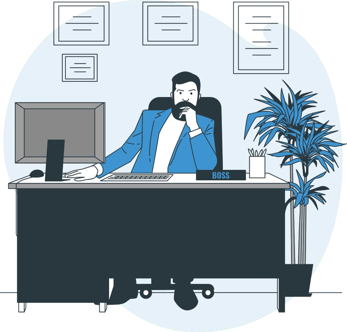 Boss+Man+Blue+Desktop+Plant